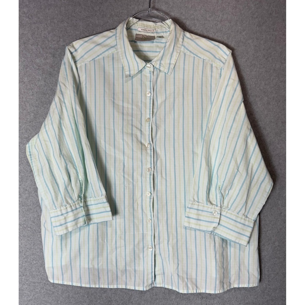 Studio Works Wrinkle Free Striped 3/4 Sleeve Button Down Shirt 2X